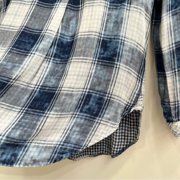 Anthropologie Cloth & Stone blue white plaid popover tunic top size small - Picture 4 of 10